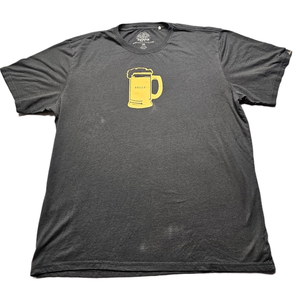 Prana Beer Belly Journeyman T-Shirt Men XXL Black Graphic Short Sleeve Crew Neck